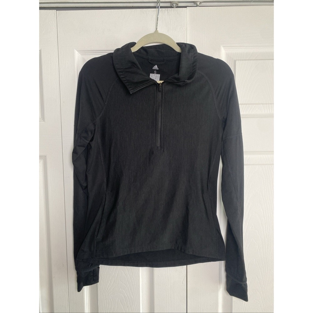 Adidas Climalite 1/4 Zip Pullover Womens Size S Black Activewear Running Top